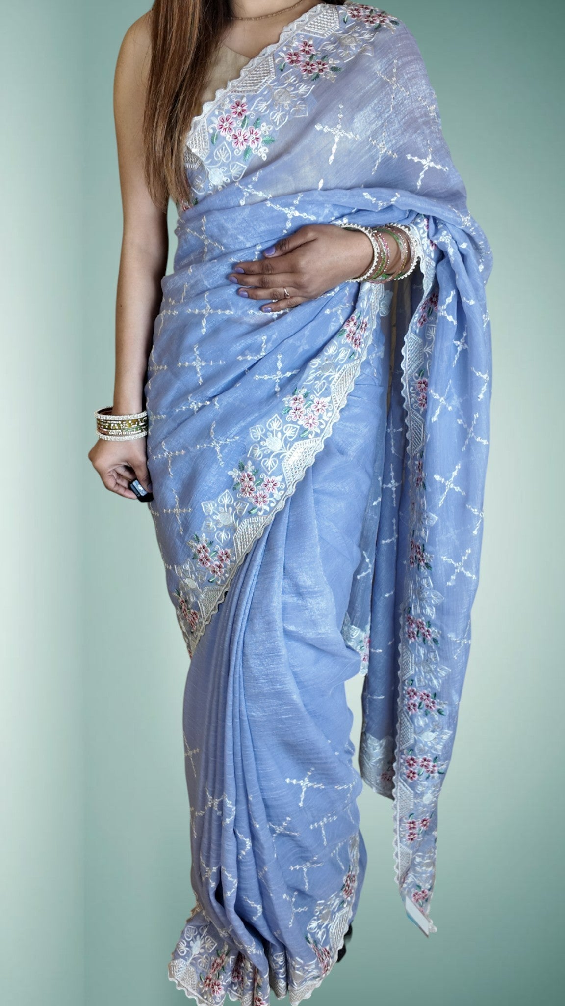 Azure Ethereal Elegance Bloom Saree