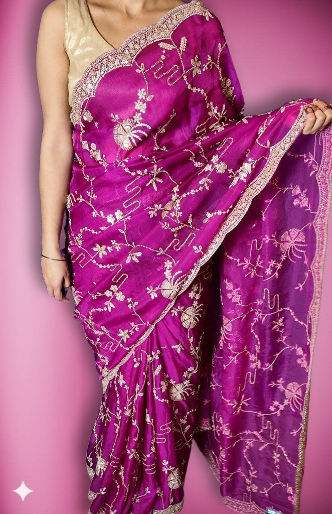 Fuchsia Regal Opulent Couture Saree