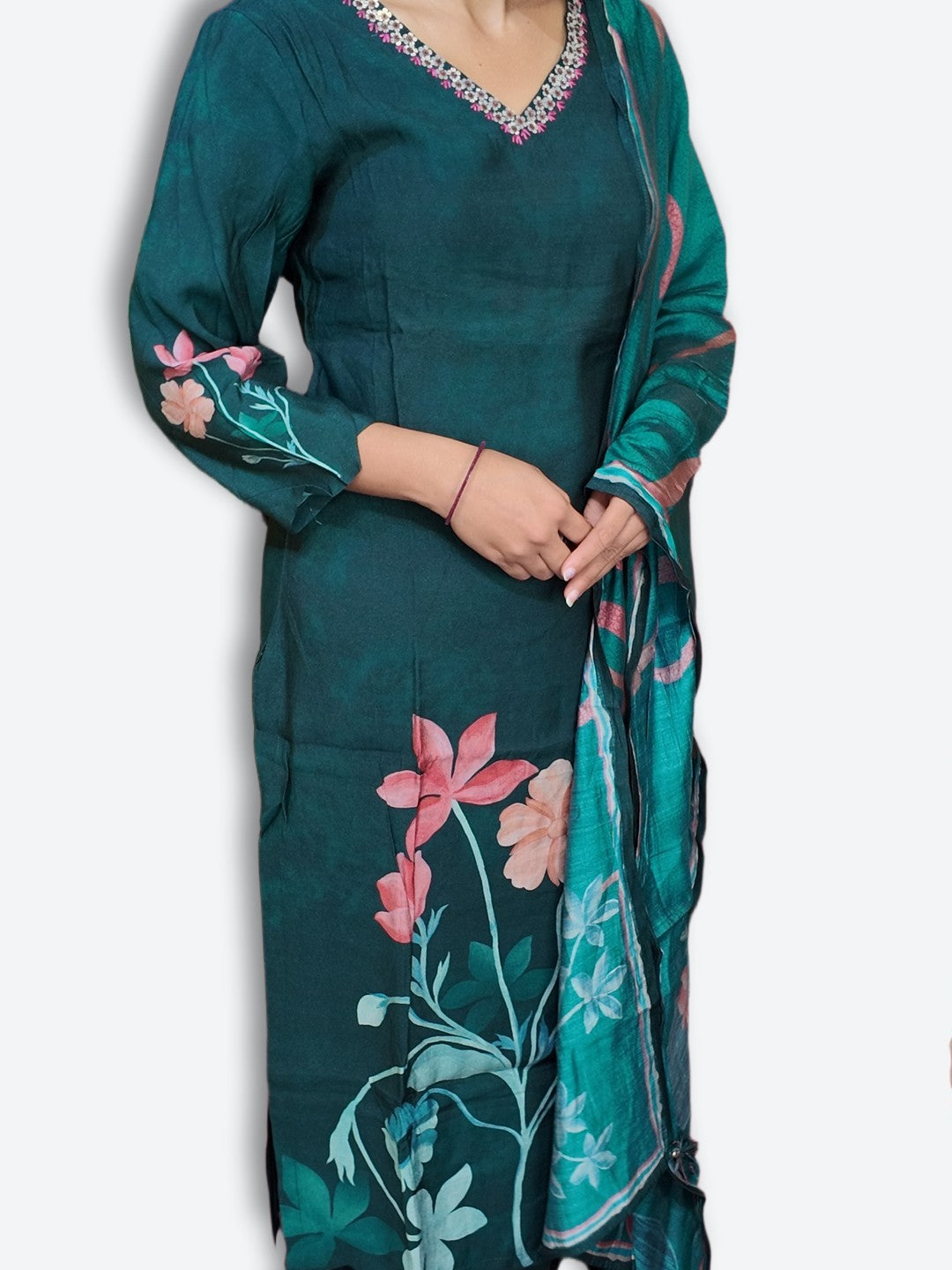 Jade Graceful Bloom Couture Suit
