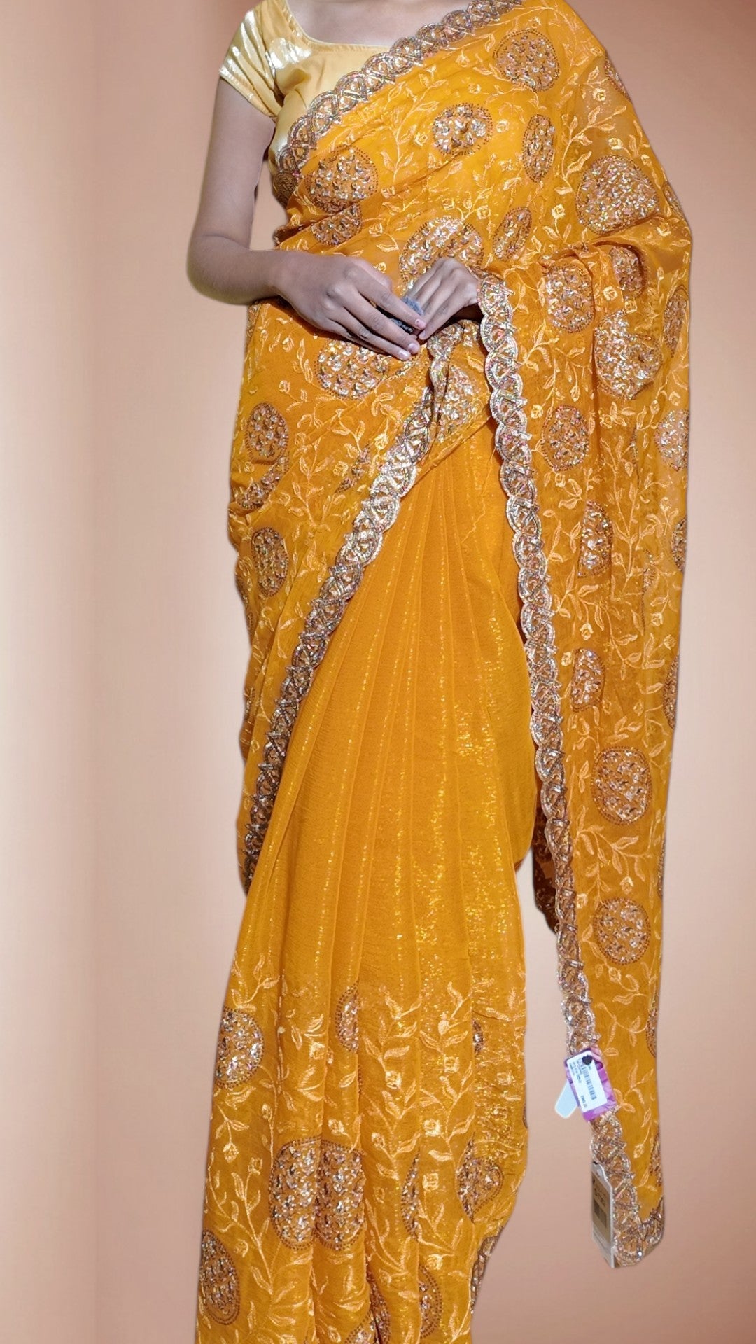 Saffron Regal Opulent Graceful Saree