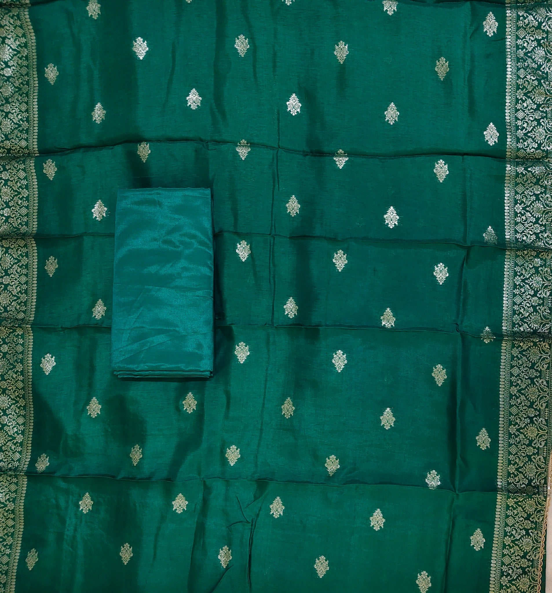 Traditional Teal Suit with Beautiful Zari & Thread Work