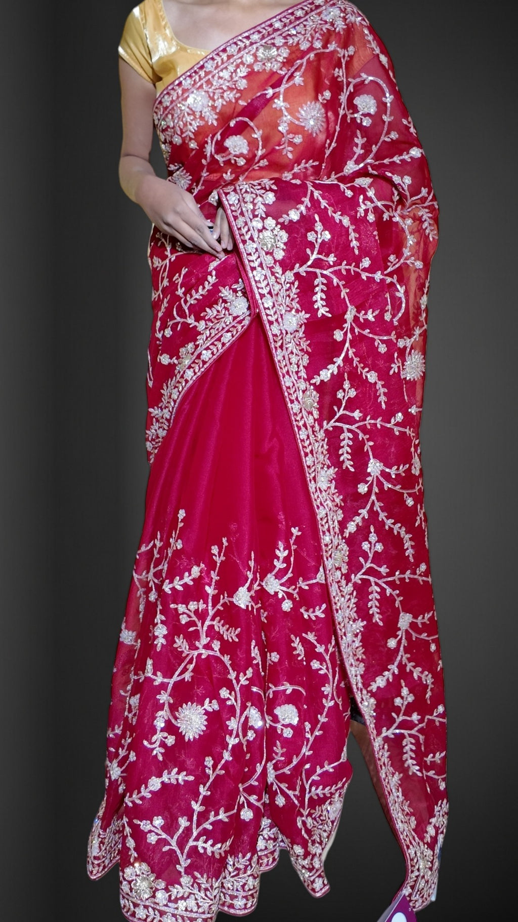 Fuchsia Majestic Couture Bloom Saree
