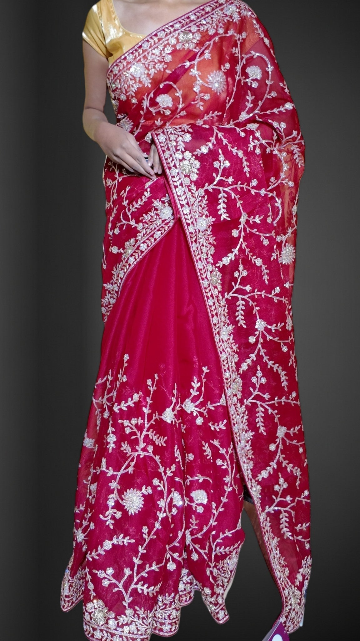 Fuchsia Majestic Couture Bloom Saree