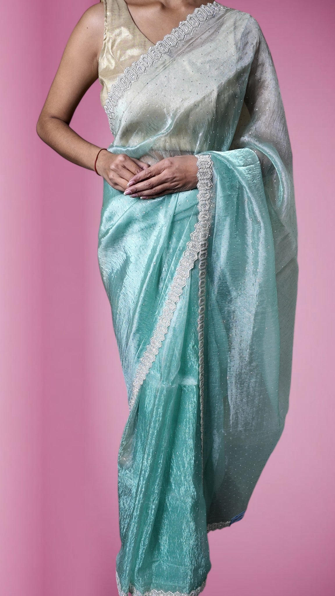 Mint Ethereal Glamour Charm Saree