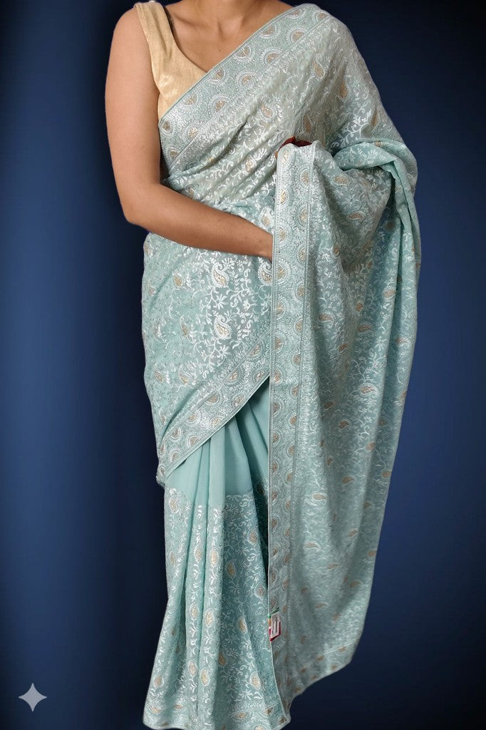 Mint Ethereal Opulent Elegance Saree