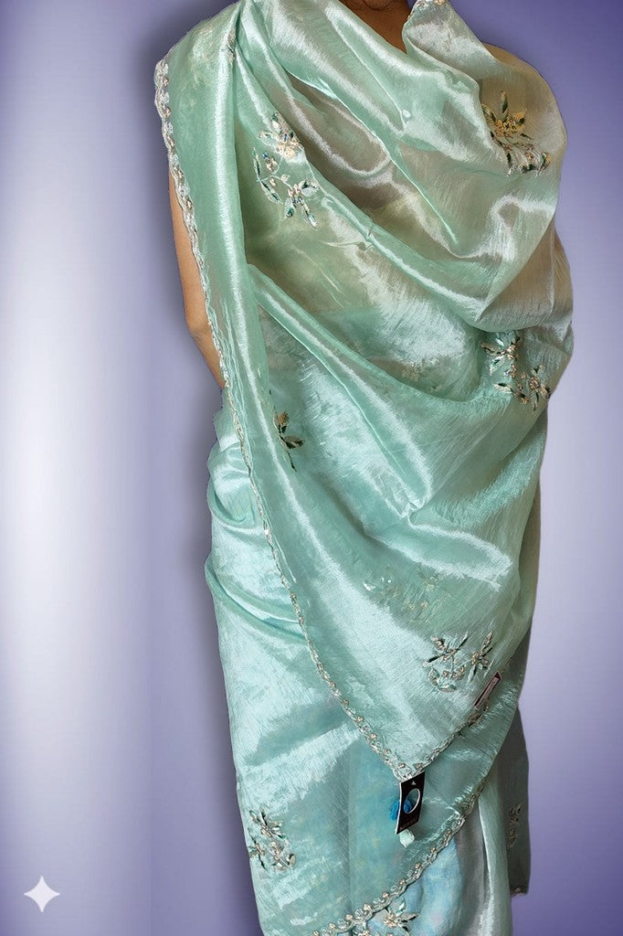 Mint Ethereal Radiant Elegance Saree