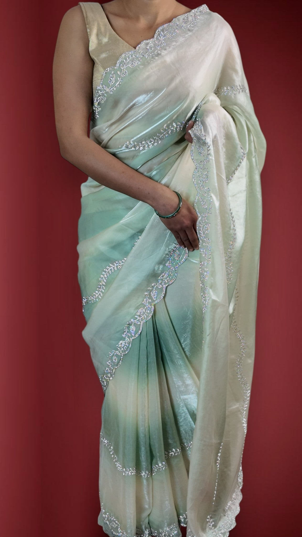 Sage Ethereal Opulent Graceful Saree