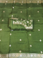 Green Embroidered Suit with Heavy Neck Work