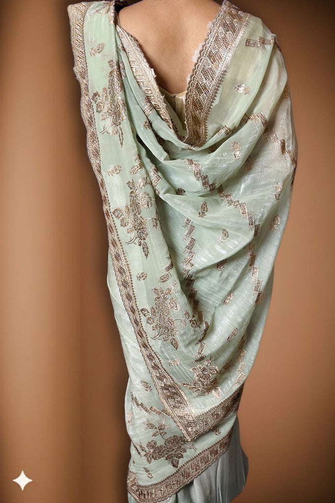 Sage Opulent Graceful Heritage Saree