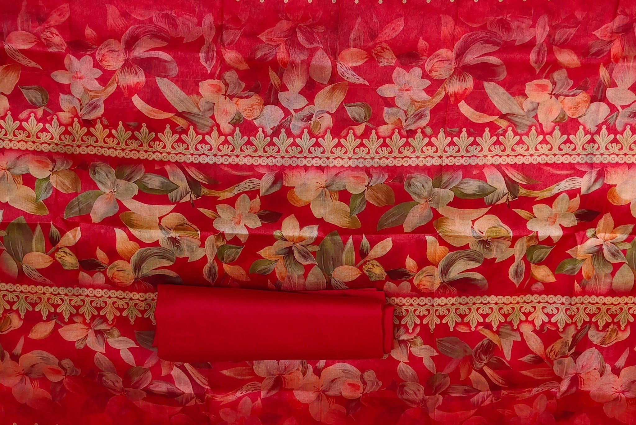 Crimson Regal Opulent Bloom Saree