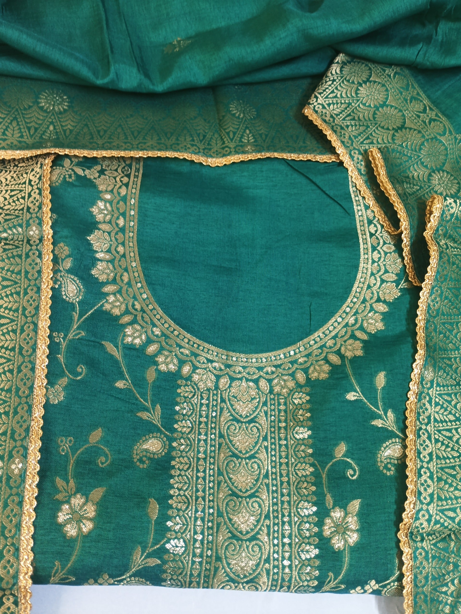 Traditional Teal Suit with Beautiful Zari & Thread Work