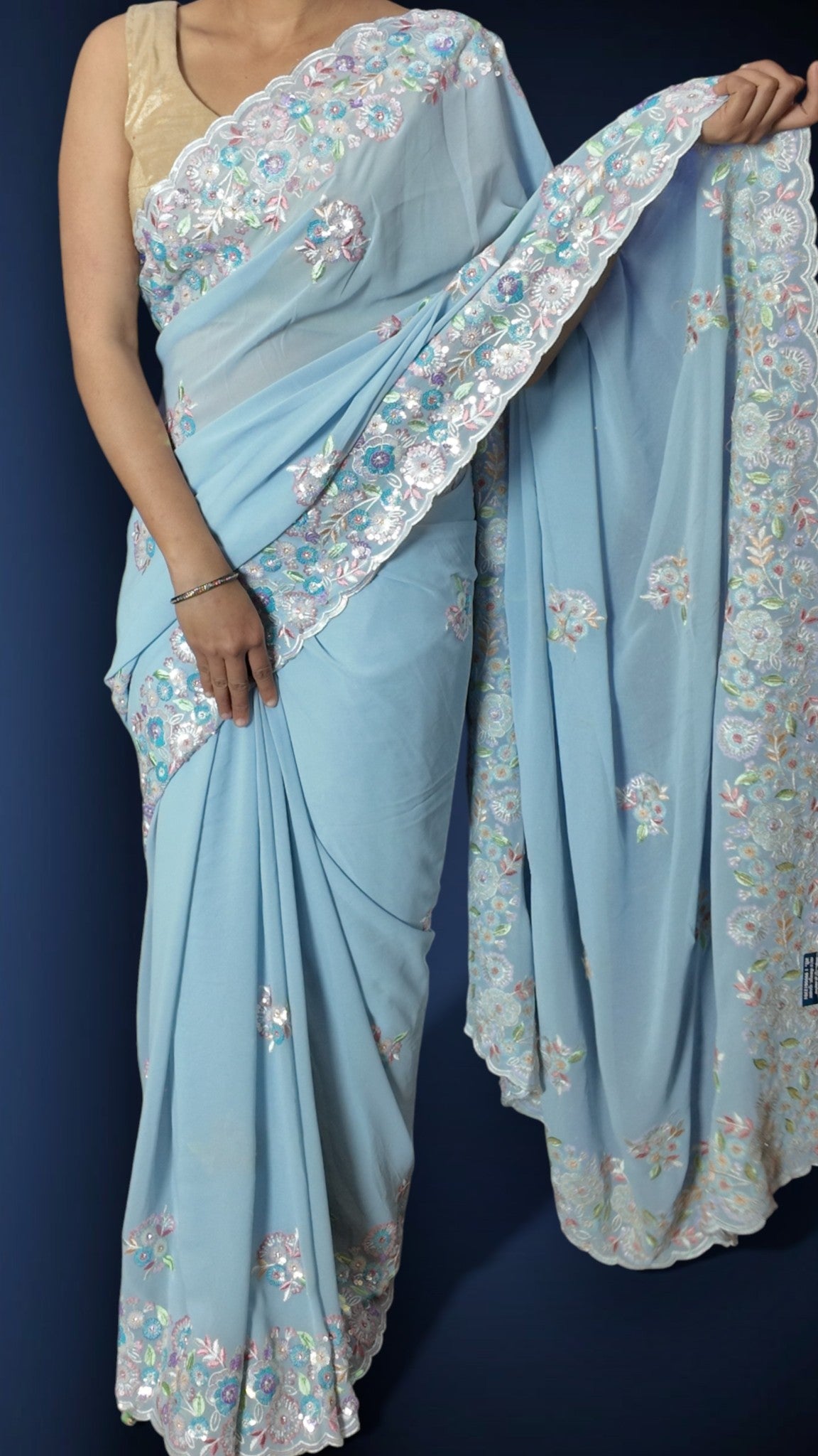 Azure Ethereal Radiant Elegance Saree