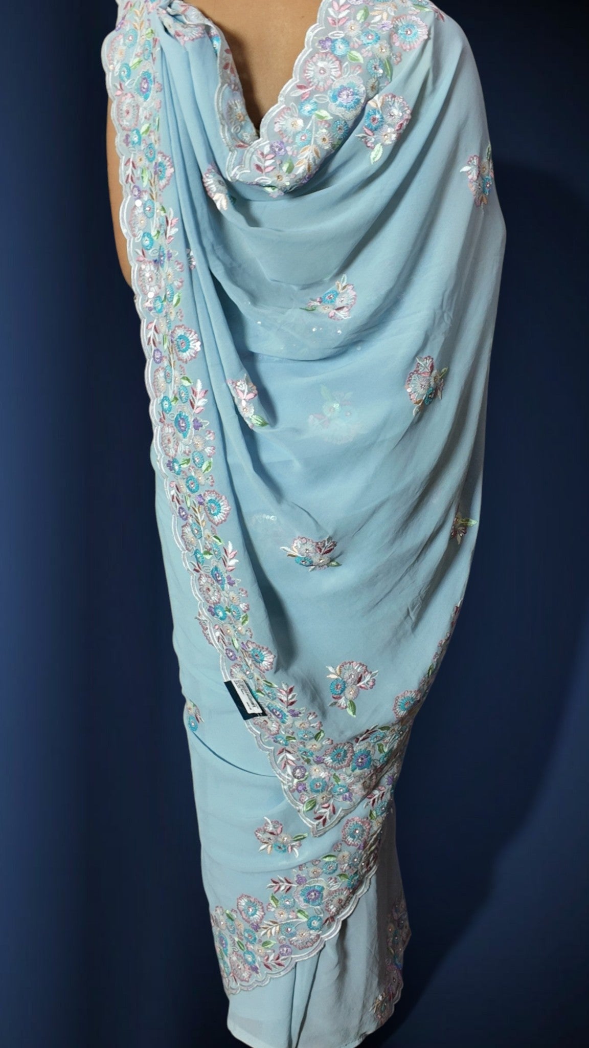 Azure Ethereal Radiant Elegance Saree