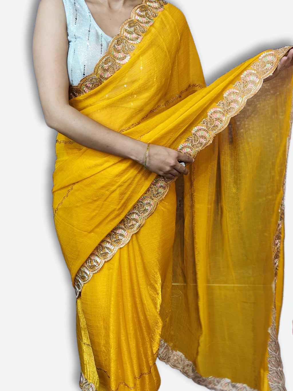 Saffron Majestic Couture Bloom Saree
