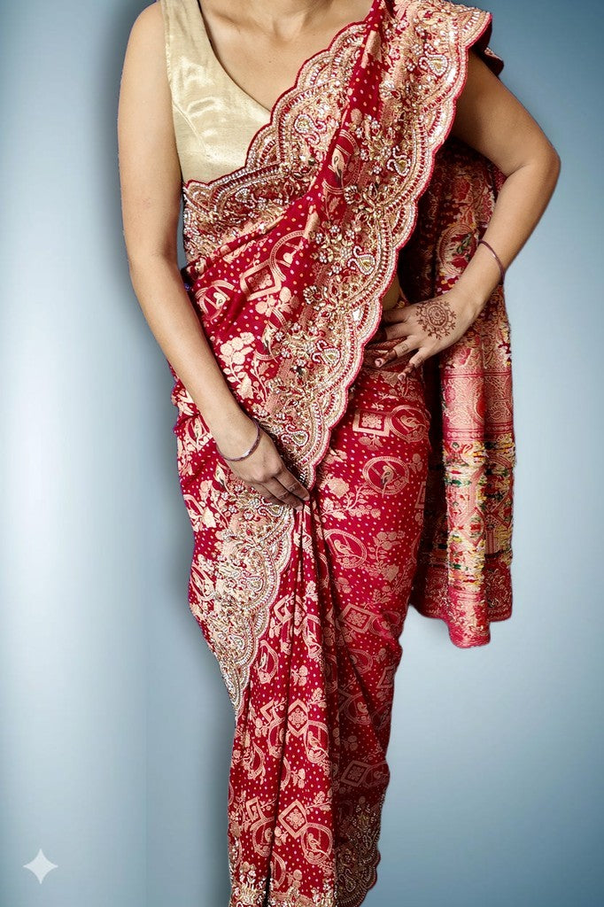 Crimson Regal Opulent Heritage Saree