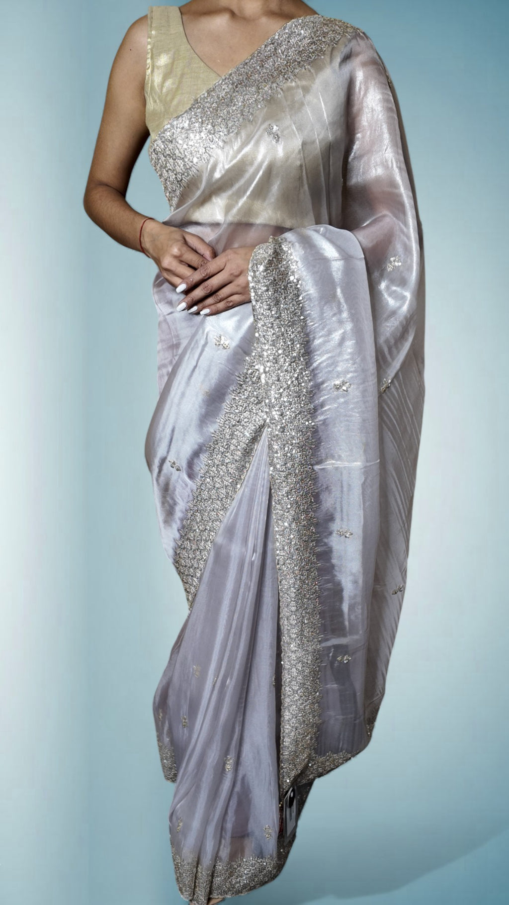 Silver Majestic Opulent Radiant Saree