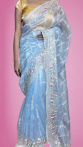 Azure Ethereal Regal Bloom Saree