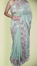 Sage Ethereal Regal Bloom Saree