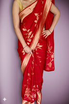 Crimson Regal Opulent Bloom Saree