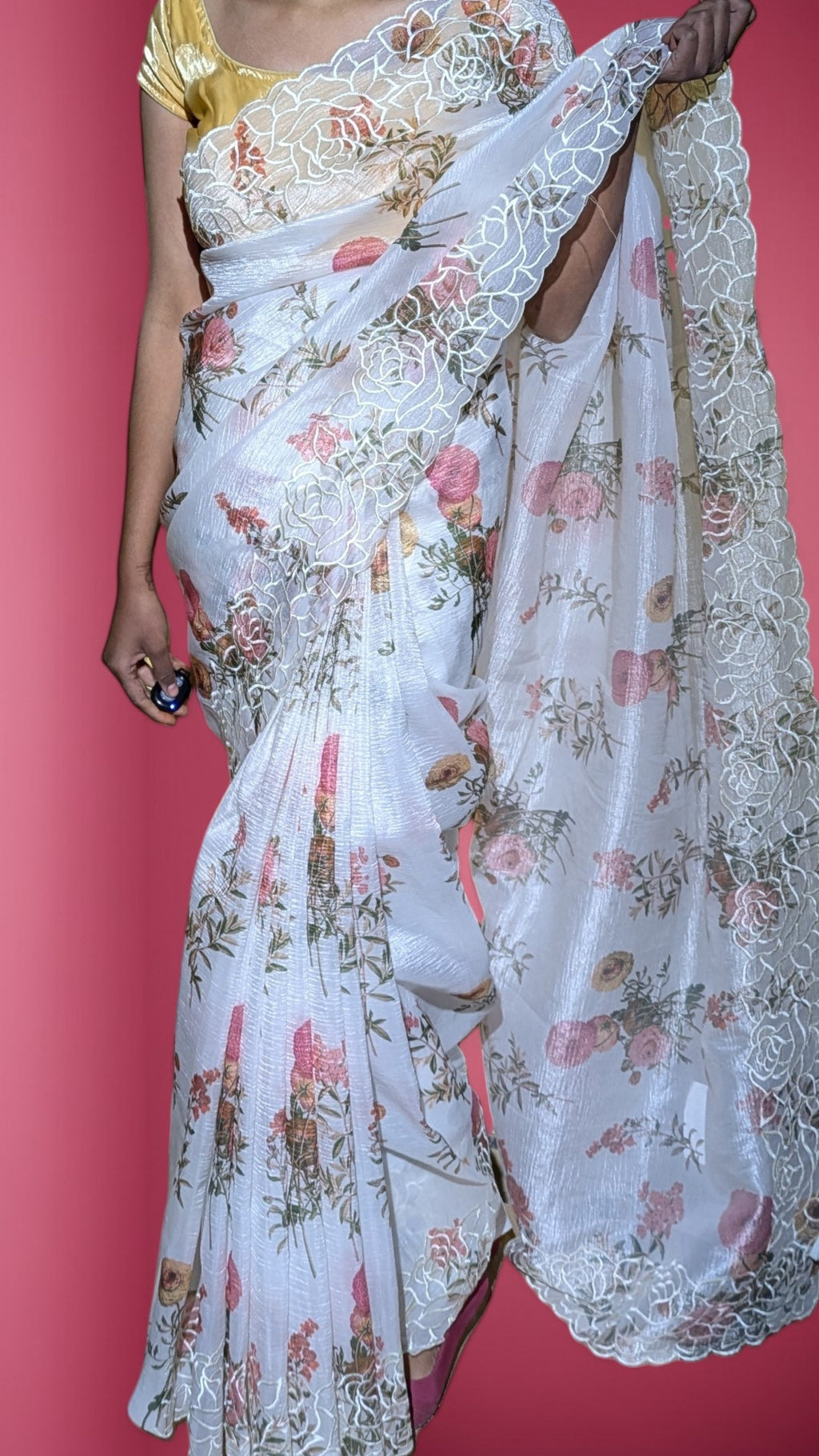 Pearl Ethereal Bloom Elegance Saree