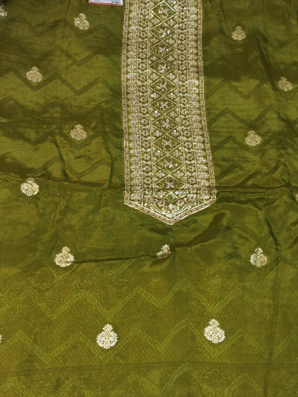 Dark Green Suit with Heavy Golden Embroidery