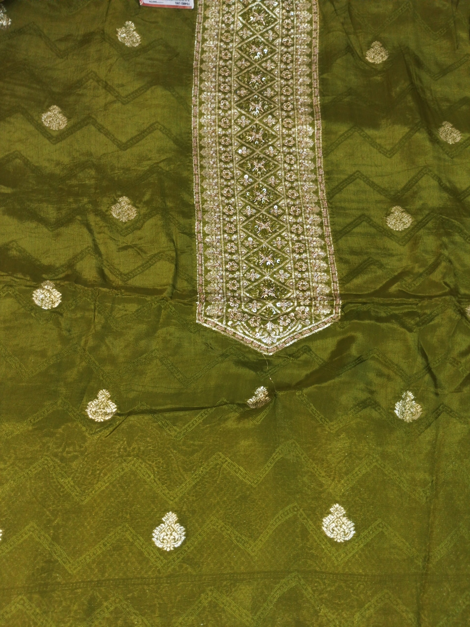 Dark Green Suit with Heavy Golden Embroidery