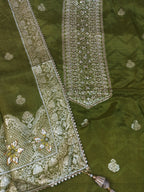 Dark Green Suit with Heavy Golden Embroidery