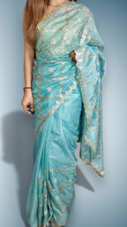 Azure Ethereal Regal Bloom Saree