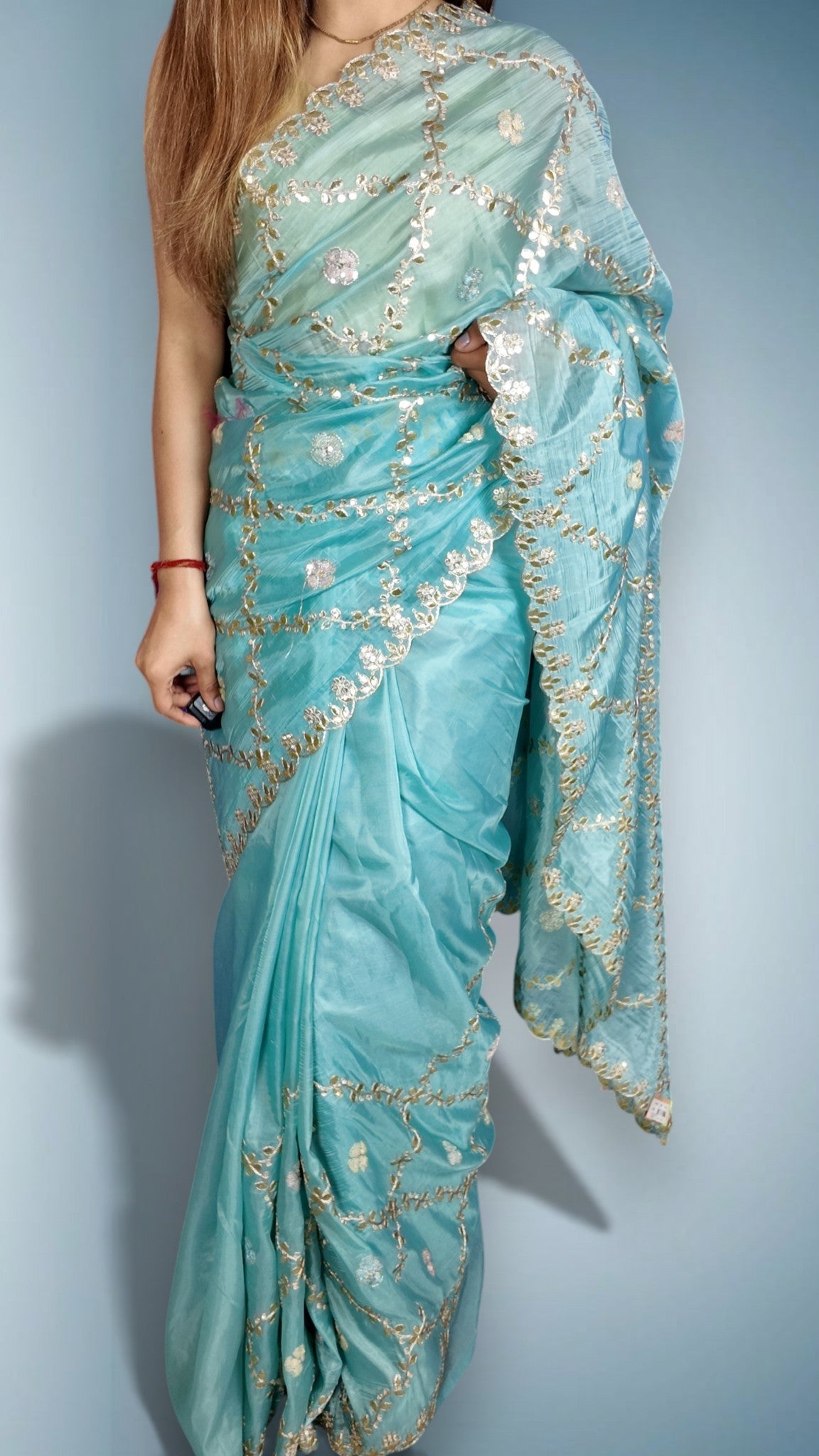 Azure Ethereal Regal Bloom Saree