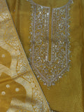 Designer Yellow Suit with Heavy Neck Embroidery