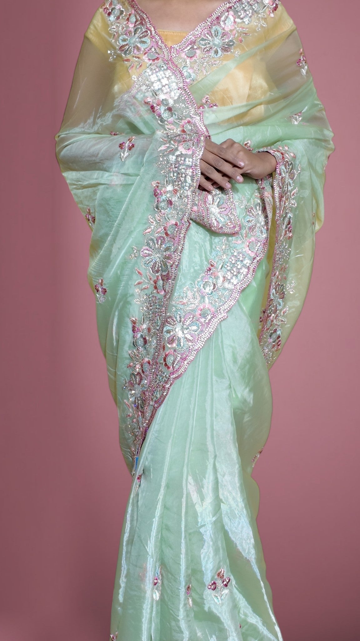 Mint Radiant Regal Couture Saree