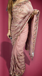 Peach Ethereal Regal Bloom Saree