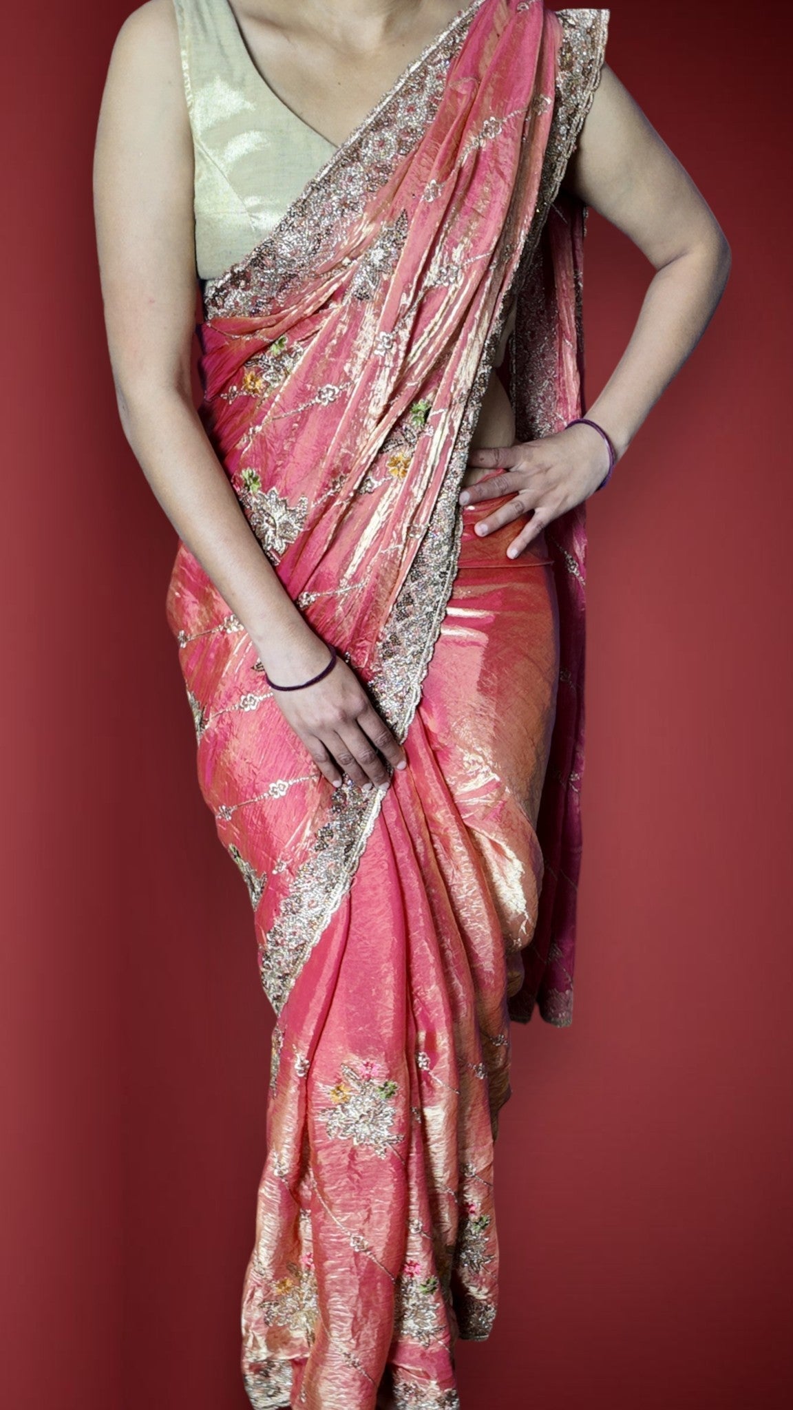 Coral Regal Radiant Couture Saree