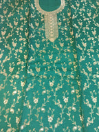 Traditional Teal Suit with Beautiful Zari & Thread Work