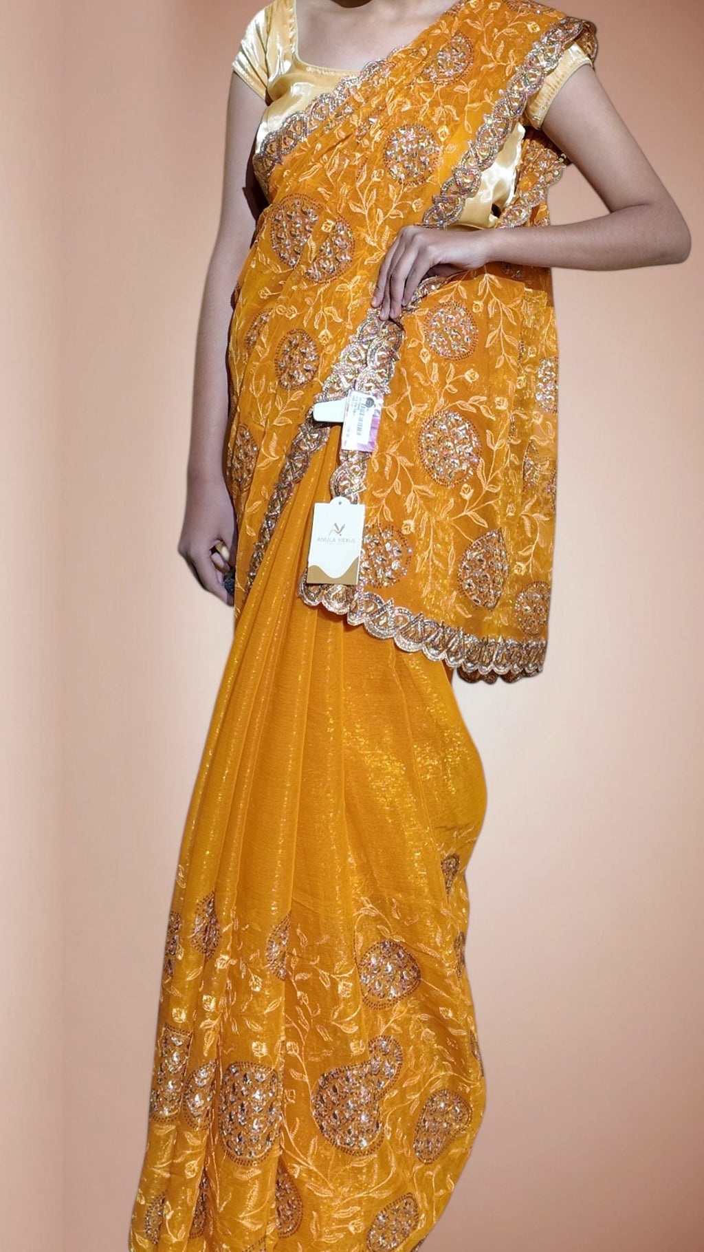 Saffron Regal Opulent Graceful Saree