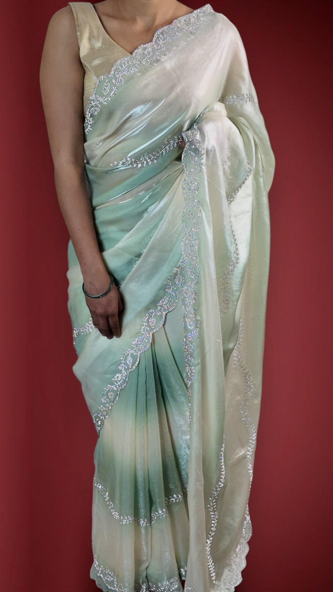 Sage Ethereal Opulent Graceful Saree
