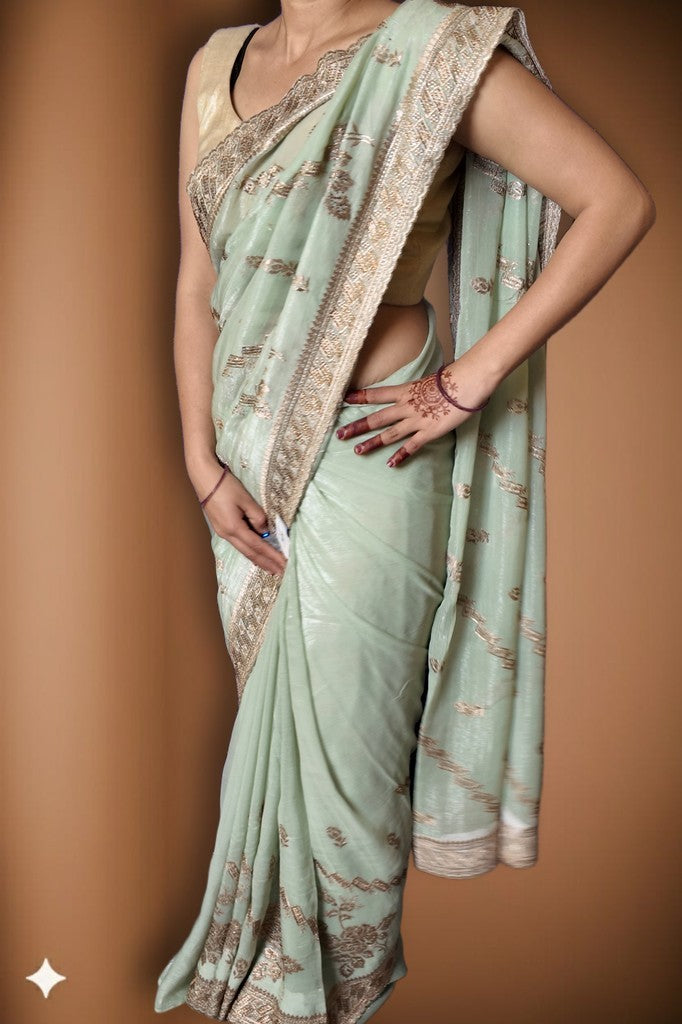 Sage Opulent Graceful Heritage Saree