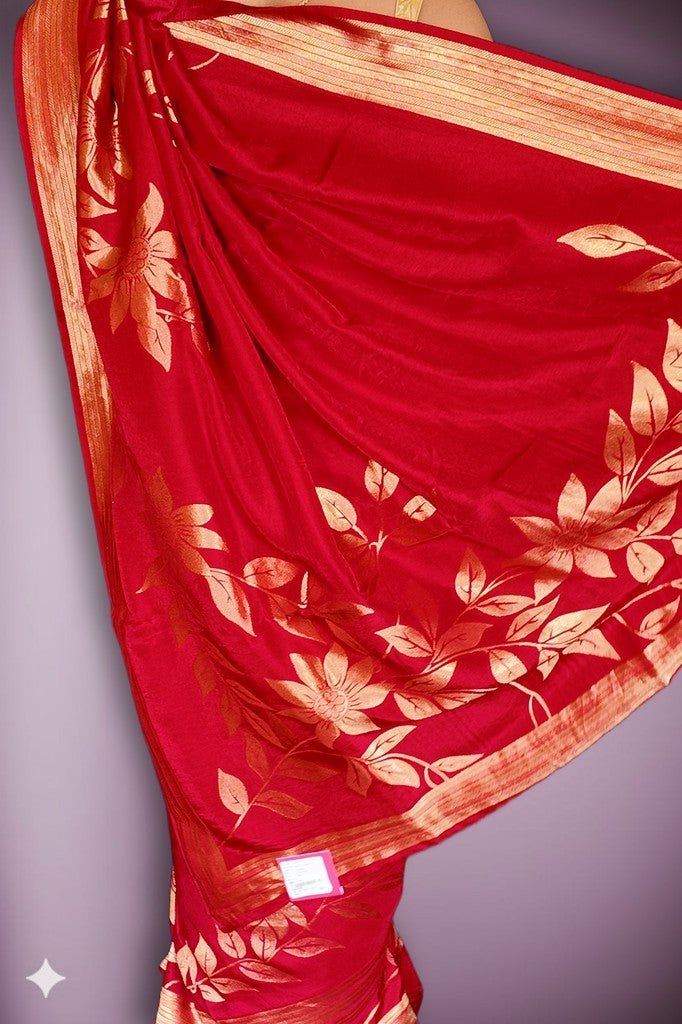 Crimson Regal Opulent Bloom Saree
