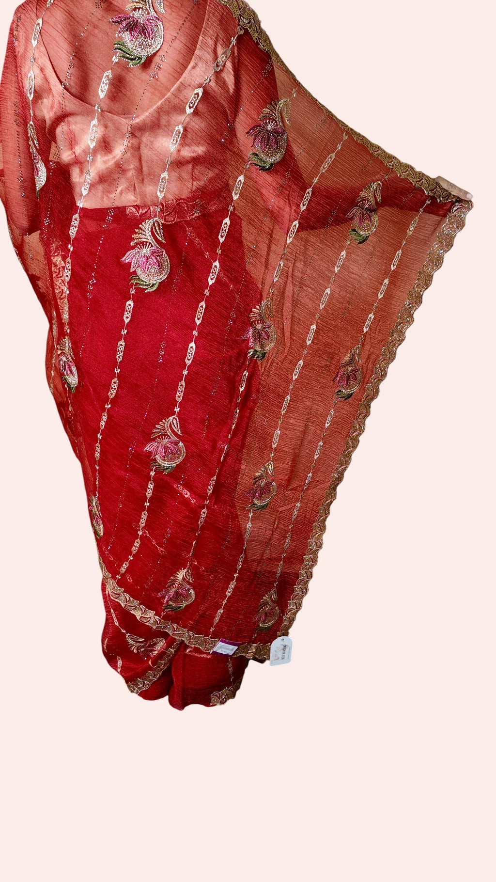 Crimson Majestic Couture Bloom Saree