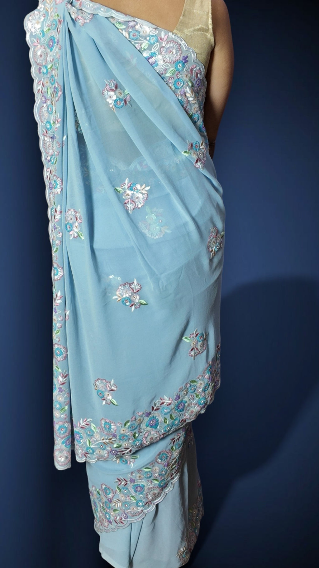 Azure Ethereal Radiant Elegance Saree