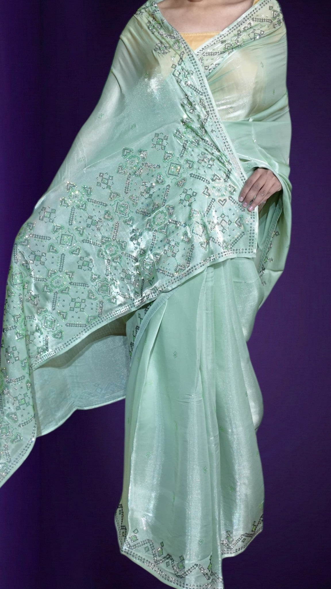 Mint Ethereal Regal Elegance Saree
