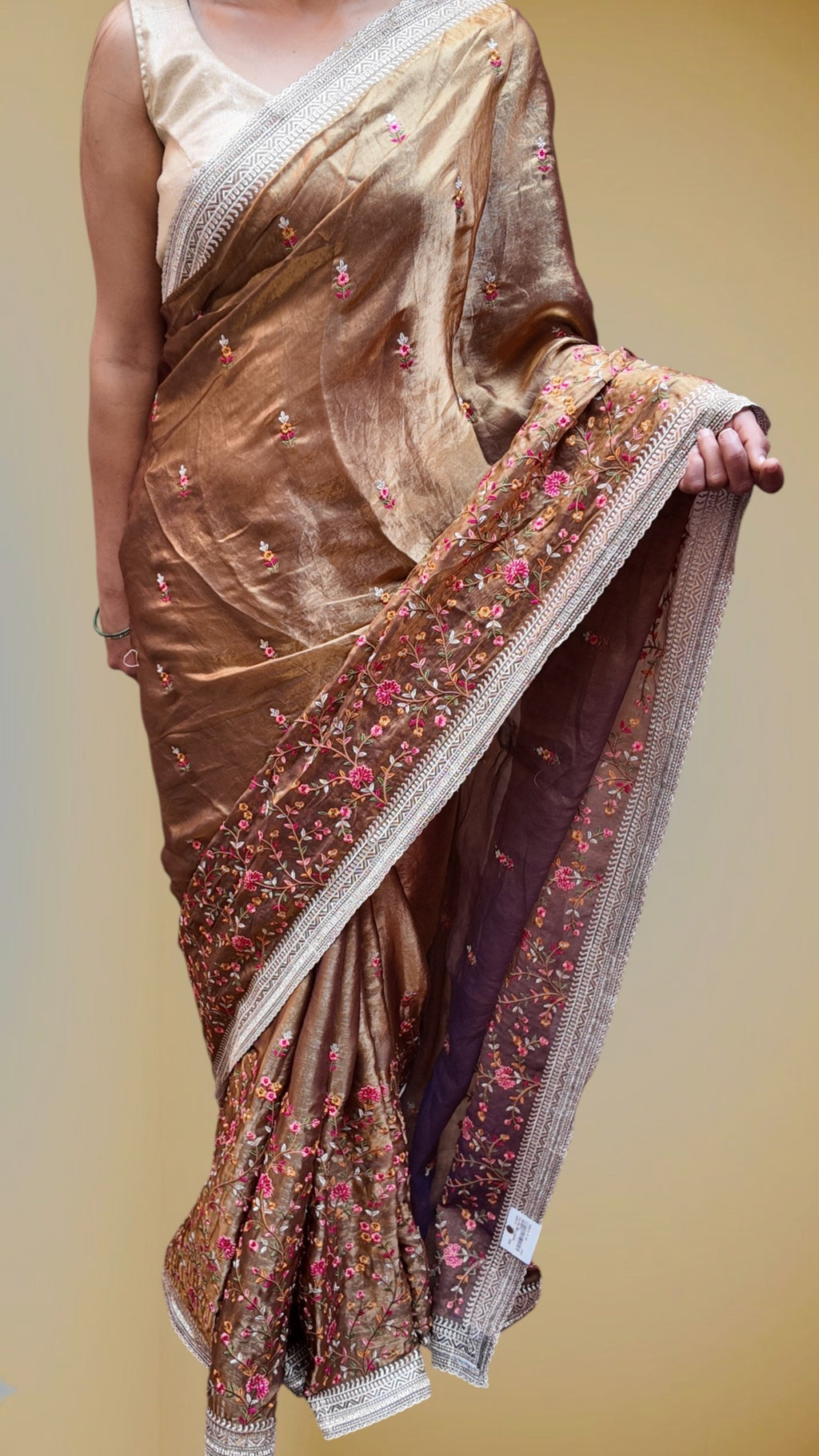 Champagne Regal Opulent Bloom Saree