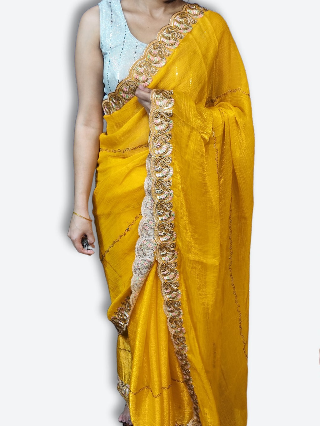 Saffron Majestic Couture Bloom Saree