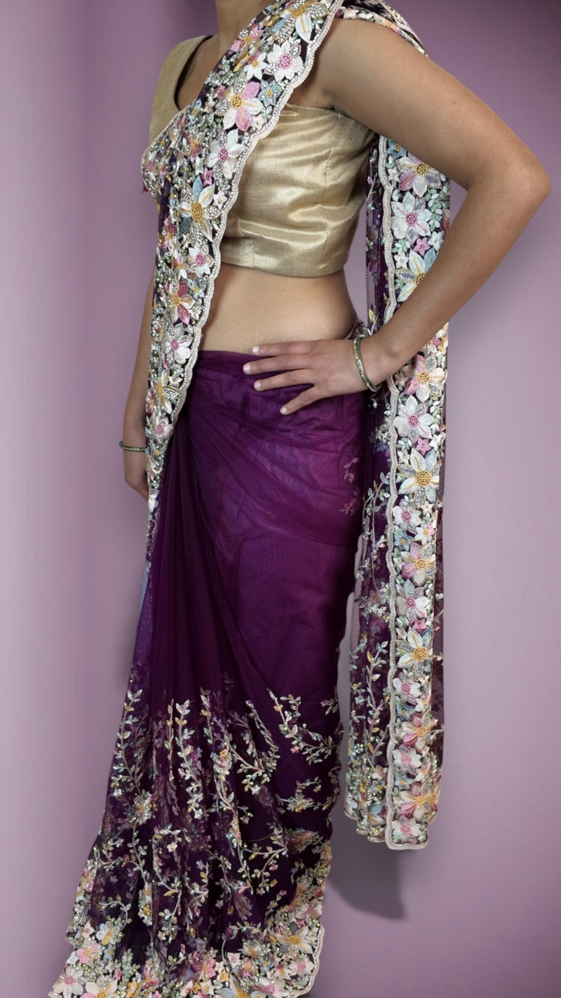 Amethyst Regal Opulent Bloom Saree