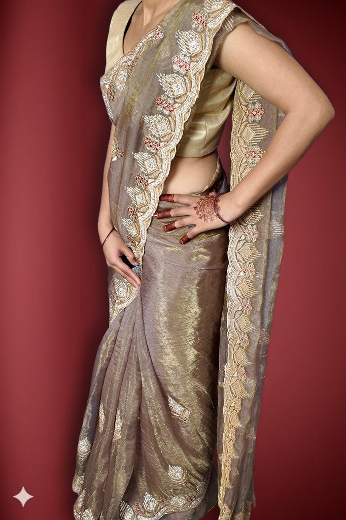 Champagne Regal Exquisite Heritage Saree