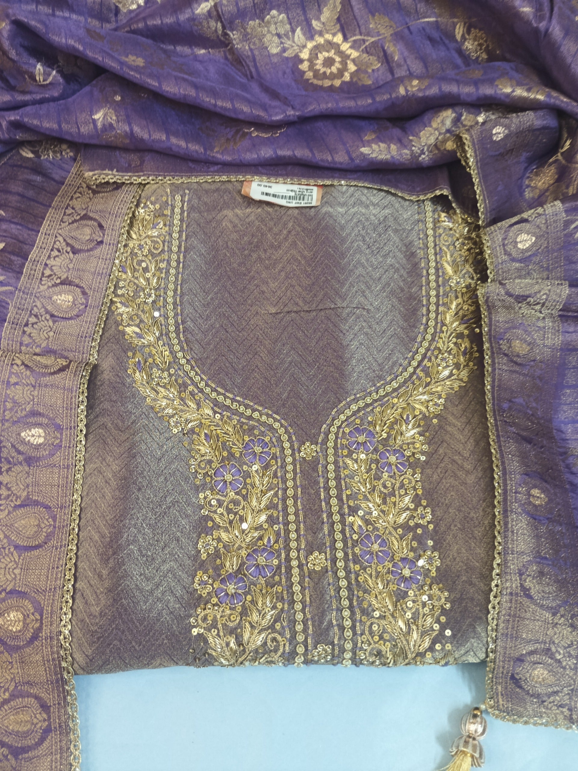 Elegant Blue and Gold Embroidered Kurta Set