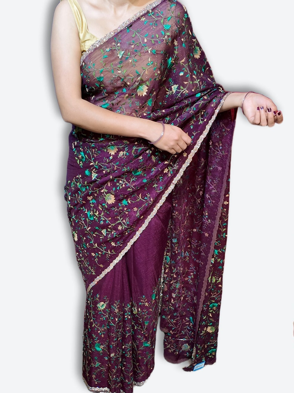 Plum Majestic Couture Bloom Saree