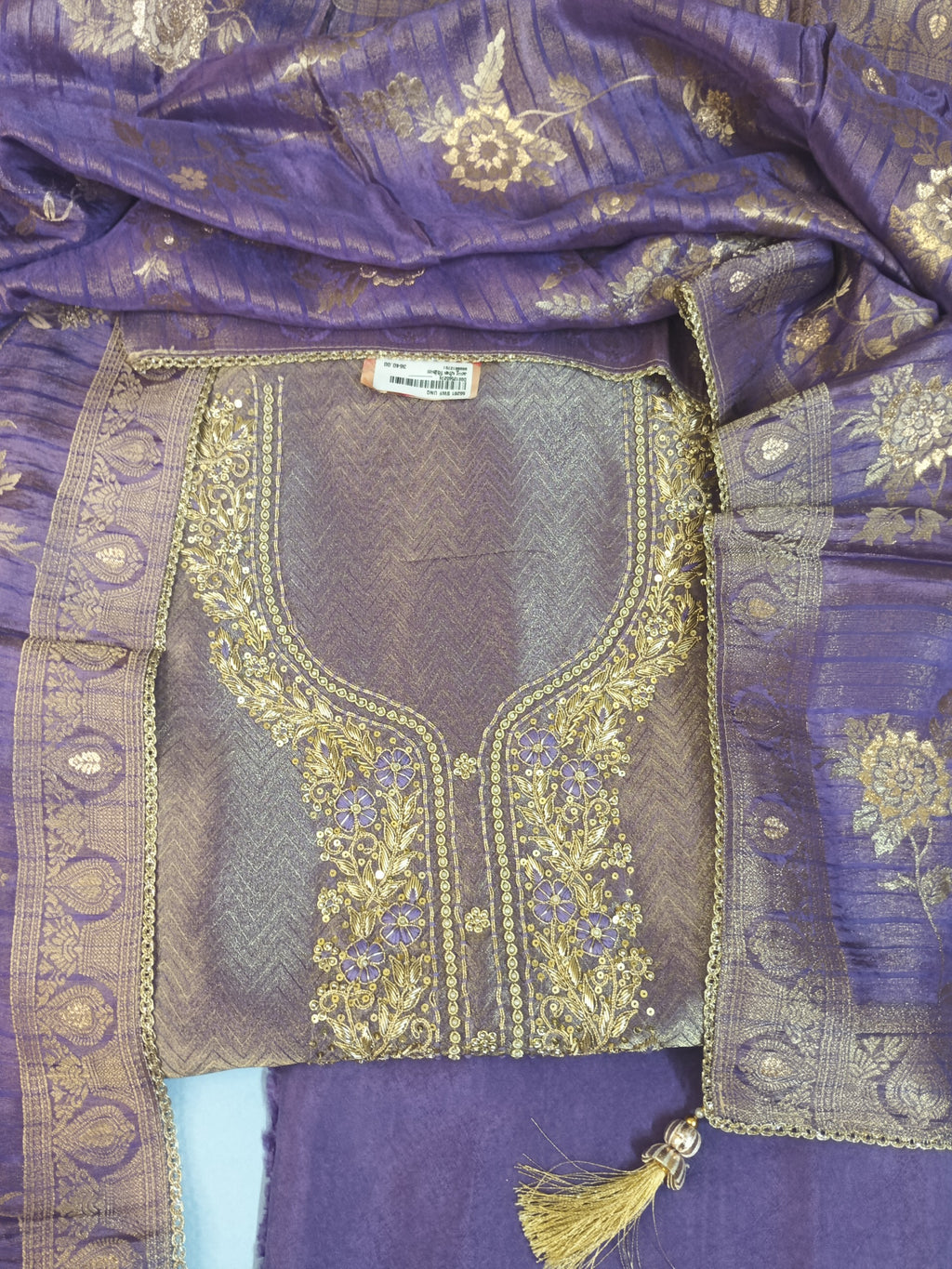 Elegant Blue and Gold Embroidered Kurta Set
