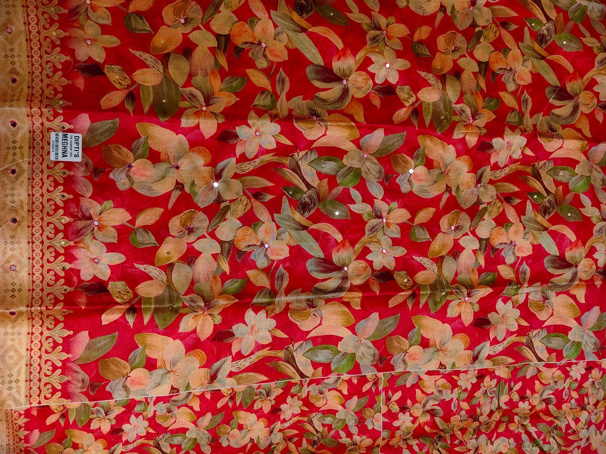 Crimson Regal Opulent Bloom Saree