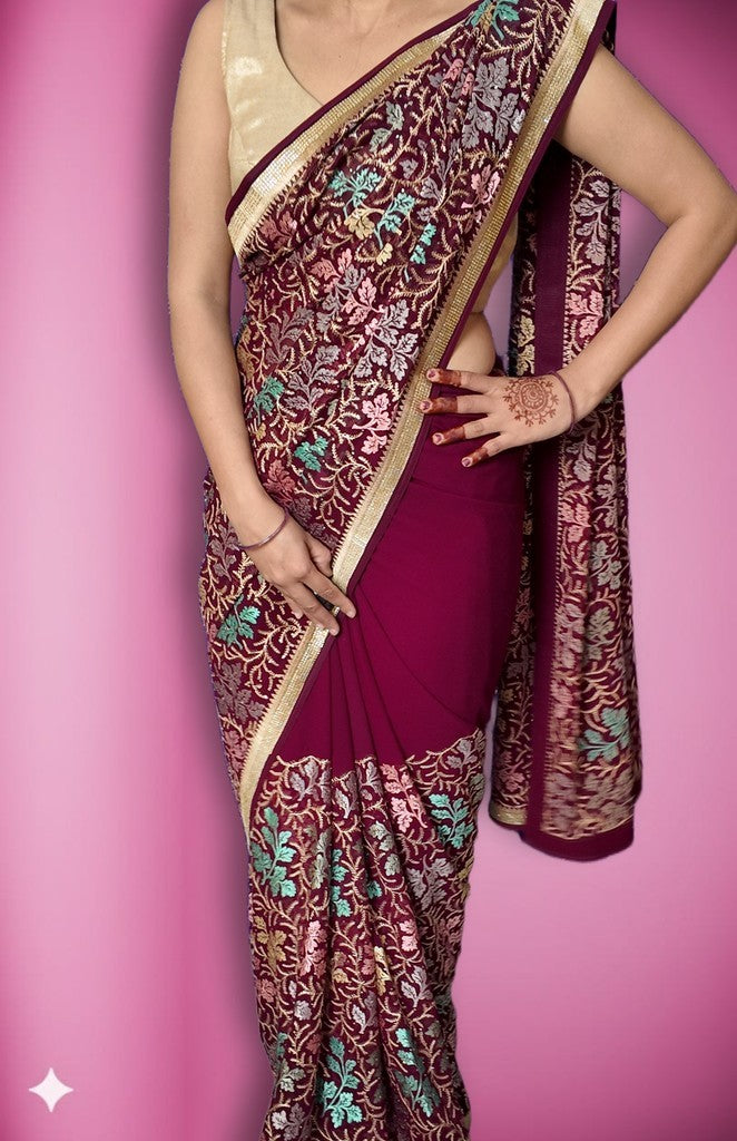 Bordeaux Regal Opulent Heritage Saree